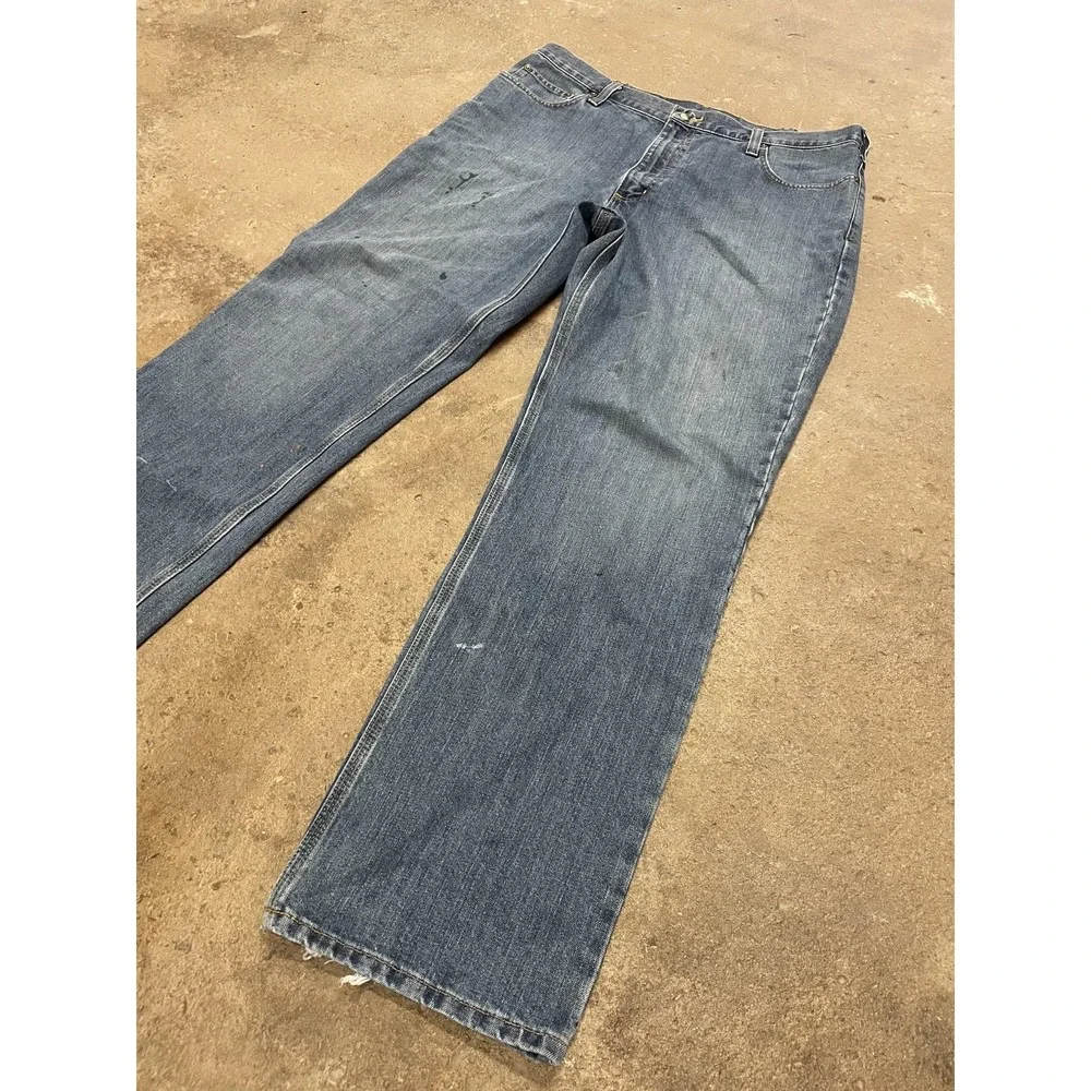 Carhartt 101483-980 Jeans Mens 40x34 Blue Med‎ Wash Relaxed Straight Distressed